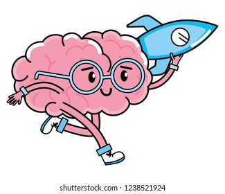 cute brain cartoon