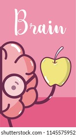 Cute brain cartoon card