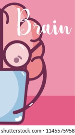 Cute brain cartoon card