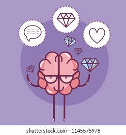 Cute brain cartoon card
