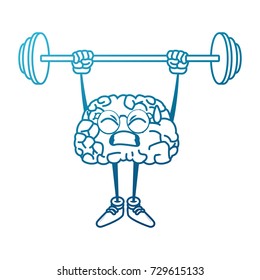 Cute brain cartoon doing exercise