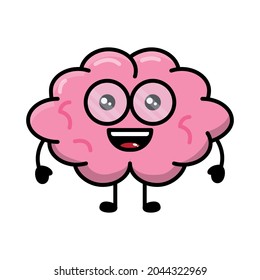 cute brain cartoon illustration vector graphic
