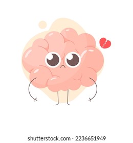 Cute brain cartoon vector icon illustration. icon concept isolated