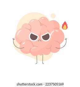 Cute brain cartoon vector icon illustration. icon concept isolated