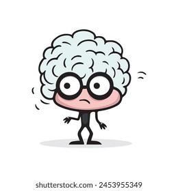 cute brain character cartoon vector illustration template design