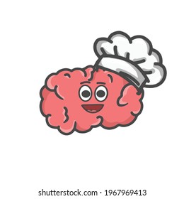Cute Brain Character Flat Cartoon Vector Template Design Illustration