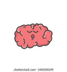 Cute Brain Character Flat Cartoon Vector Template Design Illustration