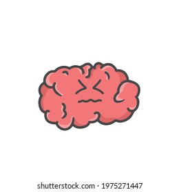 Cute Brain Character Flat Cartoon Vector Template Design Illustration