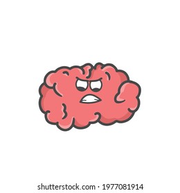 Cute Brain Character Flat Cartoon Vector Template Design Illustration