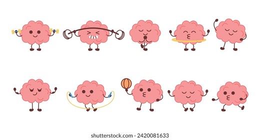 Cute Brain Exercise Set Illustration