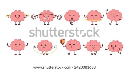 Cute Brain Exercise Set Illustration