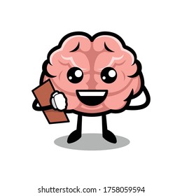 Cute brain mascot design illustration