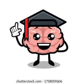Cute brain mascot design illustration