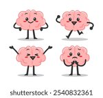 cute brain mascot illustration. funny brain character mascot collection.