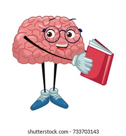 Cute brain reading cartoon