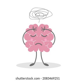 Cerebro en estrés, concepto de dolor de cabeza, ilustración vectorial plana aislada en fondo blanco