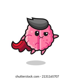 cute brain superhero character is flying , cute style design for t shirt, sticker, logo element