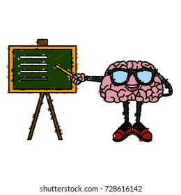 Cute brain teaching cartoon