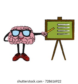 Cute brain teaching cartoon