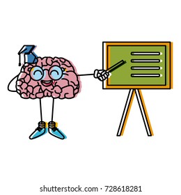 Cute brain teaching cartoon