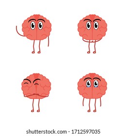 Cute Brain Vector with his expressions
