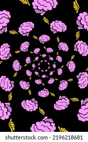 cute brain and wings illustration pattern design that can be printed on cloth, book covers and other media