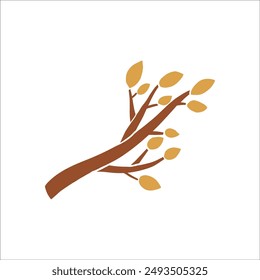 Cute Branch vector illustration. Hand drawn plant clipart. For thematic designs, stickers, patterns. Floral elements illustration isolated on white background

