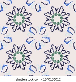 Cute branches elegant seamless floral motif pattern, stylized flowers organic print, vector ornate background. Vintage floral stylized organic seamless fabric vector with flowers and twigs.