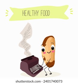 Cute brazil nut cartoon characters with different activities. Flat vector illustration, funny nut. Organic food. Antioxidant.