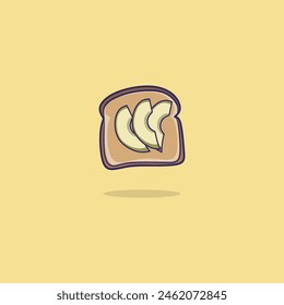Cute Bread with avocado topping Vector Icon Illustration.