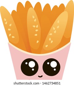 Cute bread basket, illustration, vector on white background.