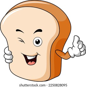 Cute bread cartoon character giving thumb up