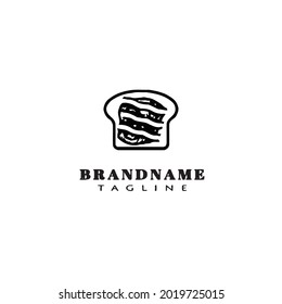 cute bread cartoon logo icon design template modern vector illustration