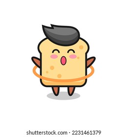 cute bread cartoon is playing hula hoop , cute style design for t shirt, sticker, logo element