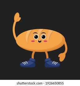 cute bread cartoon of vector illustration