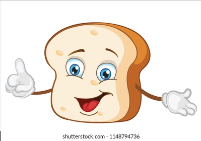 cute bread character cartoon vector