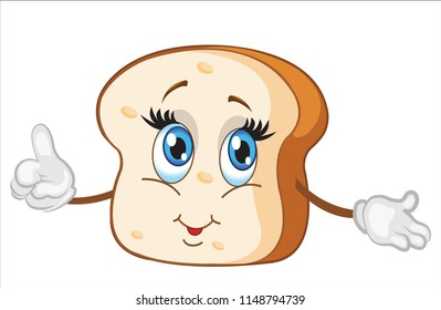 cute bread character cartoon vector