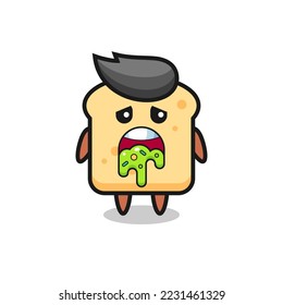 the cute bread character with puke , cute style design for t shirt, sticker, logo element