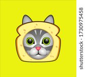 cute bread grey cat vector