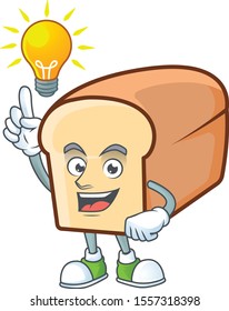 Cute bread isolated of cartoon character have an idea.