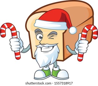 Cute bread isolated of cartoon character santa bring candy.