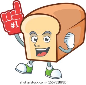 Cute bread isolated of cartoon character foam finger.