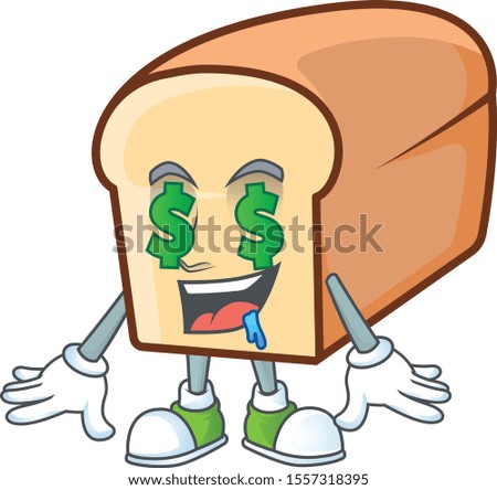Cute bread isolated of cartoon character money eye.