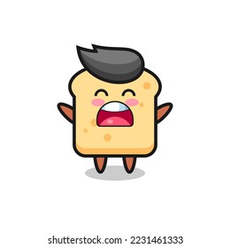 cute bread mascot with a yawn expression , cute style design for t shirt, sticker, logo element