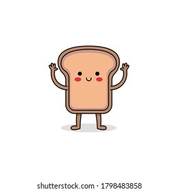 Cute bread slice cartoon character