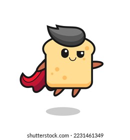 cute bread superhero character is flying , cute style design for t shirt, sticker, logo element