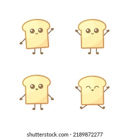 Cute bread variant simple vector design set