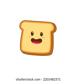 Cute bread vector illustration with facial expression isolated on white background