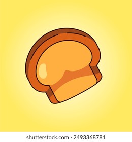 Cute bread vector isolated on yellow background, Cute bread vector cute simple vector