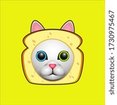 cute bread white cat vector